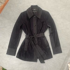 Lightweight Black Lace Belted Jacket